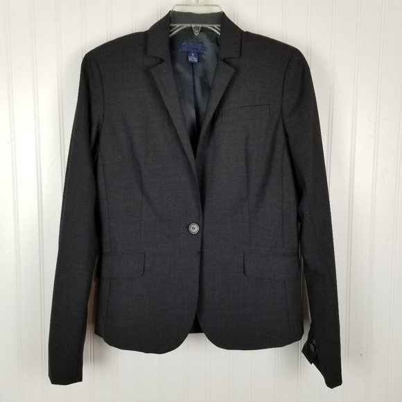 J Crew Womens One Button Wool Blazer Size 6 Dark Gray Stretch Boardroom Siren - Picture 2 of 7